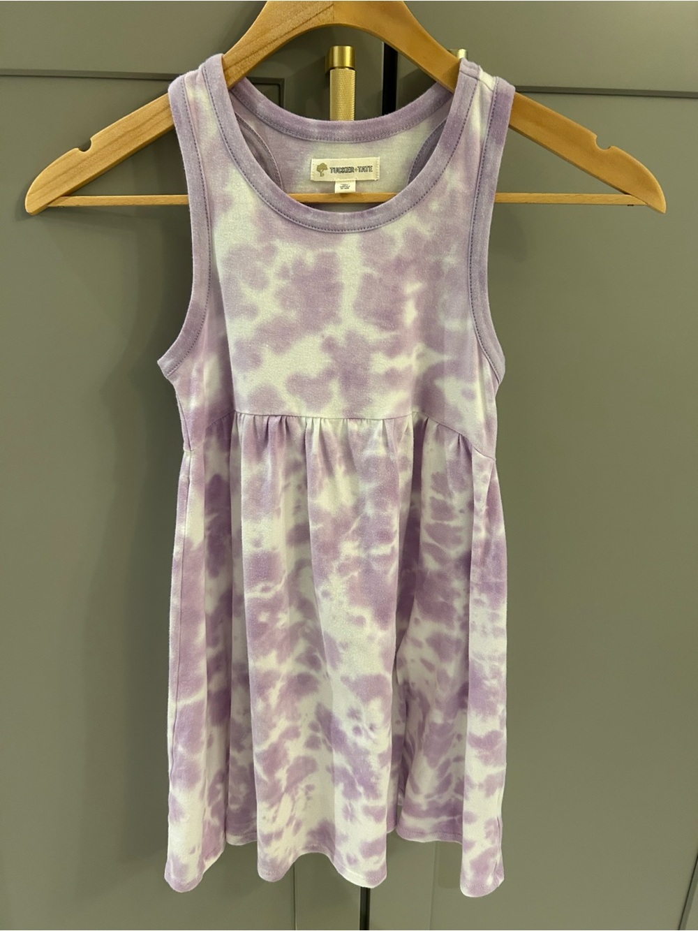 💜 Tucker + Tate Lavender and White Tie-Dye Tank Dress Cotton Blend